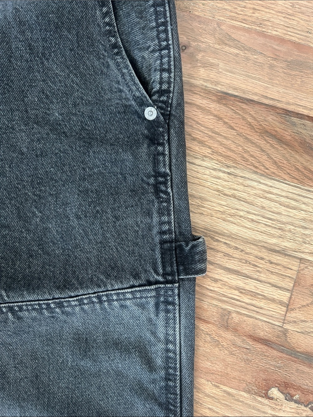 Abercrombie & Fitch Black Baggy Rigid Denim Cargo Jeans - Picture 4 of 7